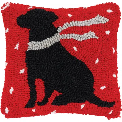 C & F Home C&f Home Christmas Black Dog W/ Scarf Silhouette Petite Hooked Accent Pillow, 8" X 8" In Red