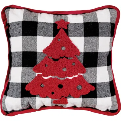 C & F Home C&f Home Christmas Franklin Farm Tree Tufted Plaid Accent Pillow, 12" X 12" In Black