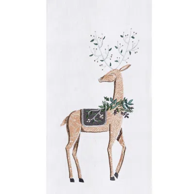 C & F Home C&f Home Christmas Holiday Classic Reindeer With Holly Wreath Cotton Flour Sack Kitchen Dish Towel 2 In Animal Print