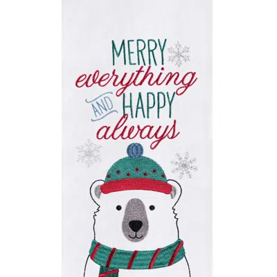 C & F Home C&f Home Christmas "merry Everything And Happy Always" Sentiment Polar Bear Cotton Flour Sack Kitche In Green