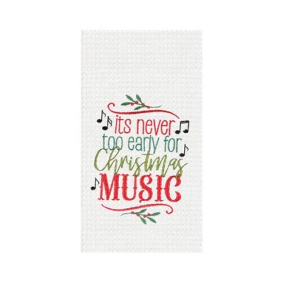C & F Home C&f Home Christmas Music Embroidered & Waffle Weave Kitchen Towel In White