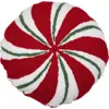 C & F Home C&f Home Christmas Peppermint Shaped Hooked Pillow In Red