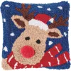 C & F Home C&f Home Christmas Reindeer Hooked Small/petite Small/petite Accent Pillow, 8" X 8" In Blue