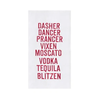 C & F Home C&f Home Christmas Reindeer Names Cute Humor Cotton Flour Sack Kitchen Dishtowel In Red
