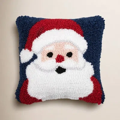 C & F Home Christmas Santa Wishes Santa Face On Black Background Petite Accent Hooked Pillow In Blue;white;red