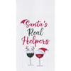 C & F Home C&f Home Christmas Theme "santa's Real Helpers" Red & White Wine Glasses Cotton Flour Sack Kitchen D In White