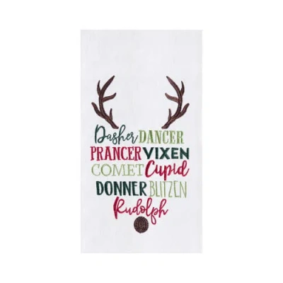 C & F Home C&f Home Christmas Themed Reindeer Names Cotton Flour Sack Kitchen Dish Towel Decor Decoration 27l X In White
