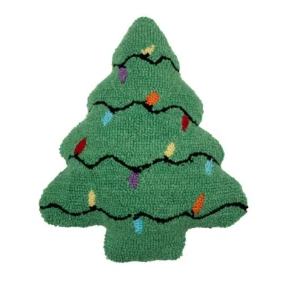 C & F Home C&f Home Christmas Tree Shaped Hooked Pillow In Green