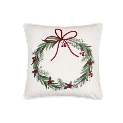 C & F Home C&f Home Christmas Wreath Throw Pillow, 18" X 18" In Green