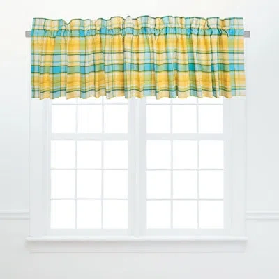 C & F Home Citrus Mist Plaid Cotton Yellow Valance Window Treatment In Blue;yellow