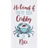 C & F Home C&f Home Coastal Beach Christmas "he Knows If You Been Crabby Or Nice" Embroidered Flour Sack Dishto In White