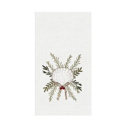 C & F Home C&f Home Coastal Tidings Scallop Shell Botanical Christmas Towel In White