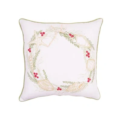 C & F Home Coastal Tidings Wreath Christmas Throw Pillow 16" X 16" In Multi