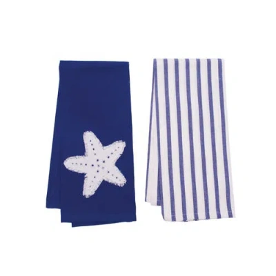 C & F Home C&f Home Coastal Tufted Striped Towels Set Of 2 In Blue