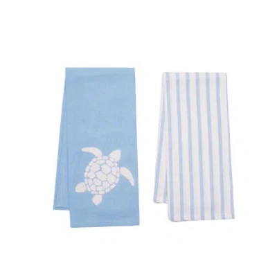 C & F Home C&f Home Coastal Tufted Striped Towels Set Of 2 In Blue