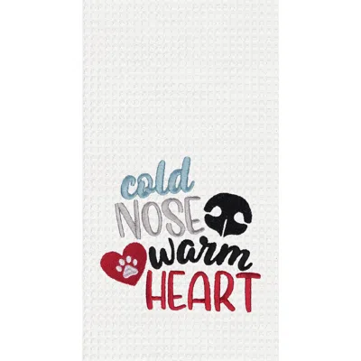 C & F Home C&f Home Cold Nose Warm Heart Kitchen And Bathroom Embroidered Waffle Hand Towel In Multi