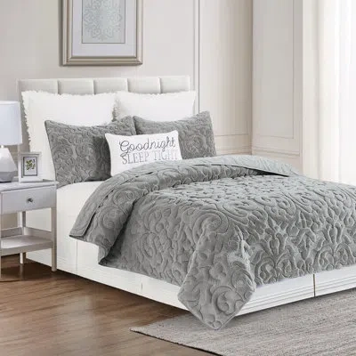 C & F Home Cornelia Gray Cotton Reversible Quilt Set