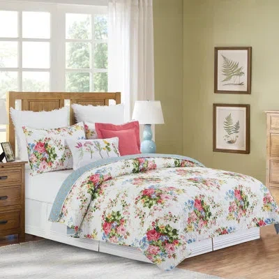 C & F Home Cottage Rose Cotton Reversible Quilt Set In Pink