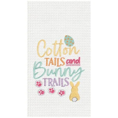 C & F Home C&f Home "cotton Tails & Bunny Trails" Easter Rabbit Embroidered Cotton Waffle Weave Kitchen Dishtow In Multi