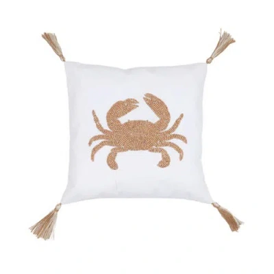 C & F Home C&f Home Crab Handmade Wood Beaded Throw Pillow In Brown