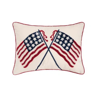 C & F Home C&f Home Crossed American Flags Cotton Blend Accent Pillow 14" X 20" In Multi