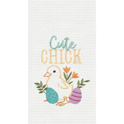 C & F Home C&f Home "cute Chick" Easter Spring Embroidered Cotton Waffle Weave Kitchen Dishtowel In Multi
