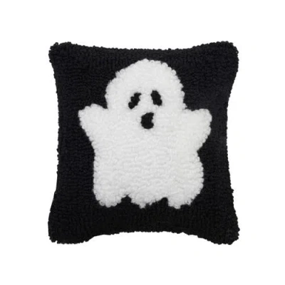 C & F Home C&f Home Cute Ghost Mini Hooked Halloween Accent Pillow 8" X 8" In Black