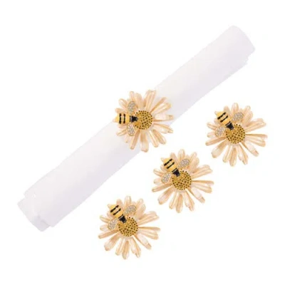 C & F Home C&f Home Daisy And Bee Tabletop Napkin Rings Set Of 4 In Multi
