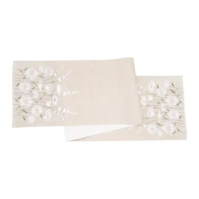 C & F Home C&f Home Daisy Bliss Table Runner 14" X 72" In Neutral