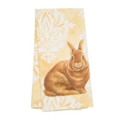 C & F Home C&f Home Damask Yellow Bunny Cotton Kitchen Towel In Multi
