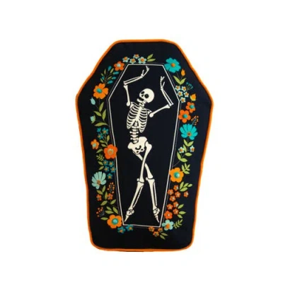 C & F Home C&f Home Dancing Halloween Skeleton Floral Flowers 100% Cotton Accent Pillow 12.5" X 18" In Black