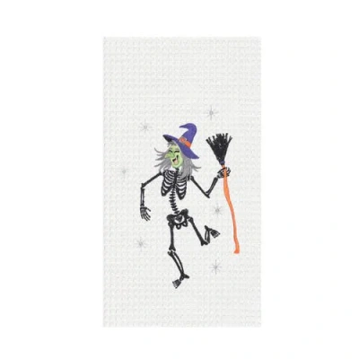 C & F Home C&f Home Dancing Skeleton Witch Halloween Embroidered 100% Cotton Waffle Weave Kitchen Dishtowel In Multi