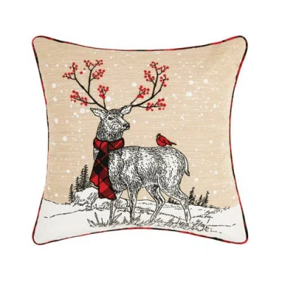 C & F Home C&f Home Deer Embroidered And Printed Christmas Throw Pillow, 18" X 18" In Neutral