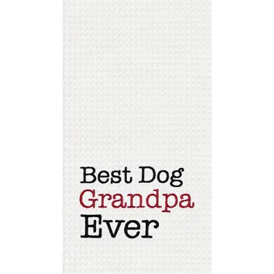 C & F Home C&f Home Dog Grandpa Kitchen And Bathroom Embroidered Waffle Hand Towel In White