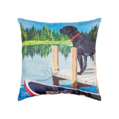 C & F Home C&f Home Dog Lake Pier Indoor/outdoor Decorative Christmas Throw Pillow, 18" X 18" In Blue