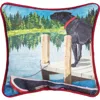 C & F Home C&f Home Dog On Lake Pier With Boat Raft Printed Accent Pillow, 8" X 8" In Blue