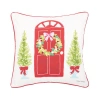 C & F Home C&f Home Door Wreath Printed & Embellished Christmas Throw Pillow, 18" X 18" In Red