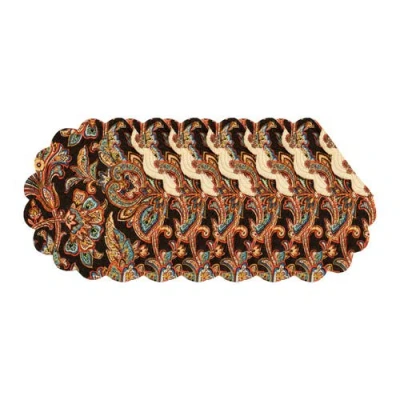 C & F Home C&f Home Dorothy Autumnal Brown Quilted Scalloped Paisley Floral Accents Placemats Set Of 6, 17"