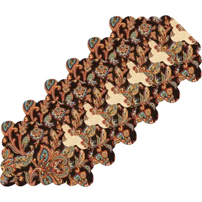 C & F Home C&f Home Dorothy Autumnal Brown Quilted Scalloped Paisley Floral Placemats Set Of 6, 13" X 19"