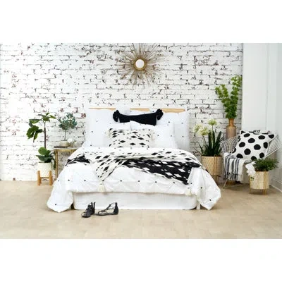 C & F Home Dot Embroidery White/black Cotton Reversible Quilt In White,black