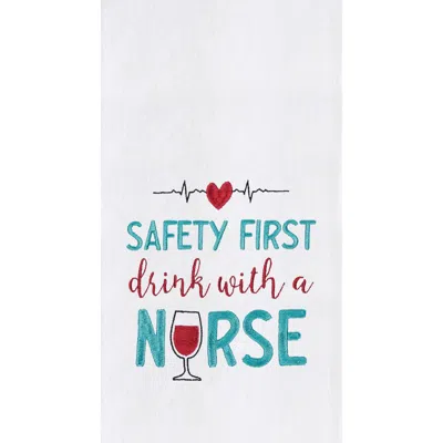 C & F Home C&f Home Drink With A Nurse Kitchen And Bathroom Embroidered Hand Towel In White