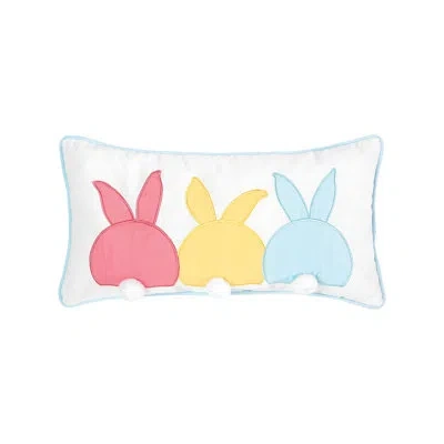 C & F Home Easter Bunny Bum Spring Applique Throw Pillow In Blue;white;yellow;pink