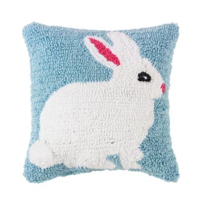 C & F Home C&f Home Easter Bunny Hooked Blue Mini Accent Pillow 12" X 12" In White