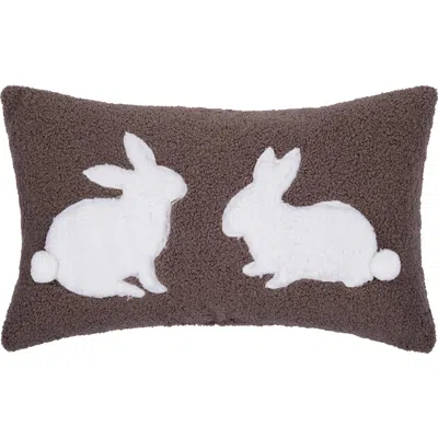 C & F Home C&f Home Easter Bunny Rabbit Duo Silhouettes Hooked Mini Brown Lumbar Accent Pillow 12" X 20"