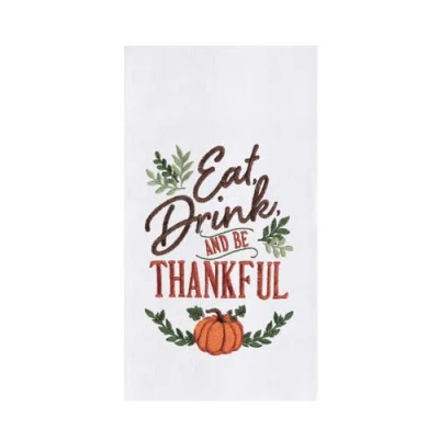 C & F Home C&f Home Eat, Drink, Thankful Pumpkin Towel In Multi