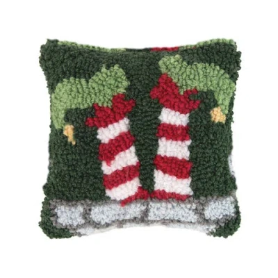 C & F Home C&f Home Elf Hooked Small Petite Christmas Holiday Throw Pillow, 8" X 8" In Green