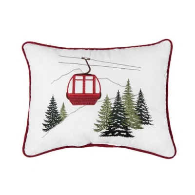 C & F Home C&f Home Embroidered Ski Gondola Winter Sports Christmas Throw Pillow 12" X 16" In Multi