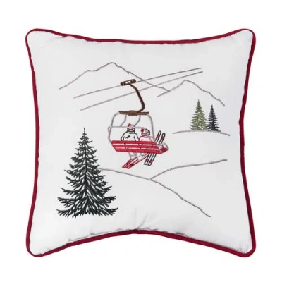 C & F Home C&f Home Embroidered Ski Lift Winter Sports Christmas Tree Throw Pillow 12" X 12" In Multi