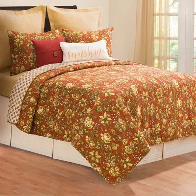 C & F Home Estelle Cotton Reversible Quilt Set In Orange
