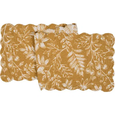 C & F Home C&f Home Everview Gold Floral Quilted Table Runner 14" X 51"